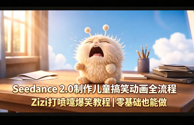 Seedance 2.0制作儿童搞笑动画全流程Zizi打喷嚏爆笑教程｜零基础也能做-小艾项目网