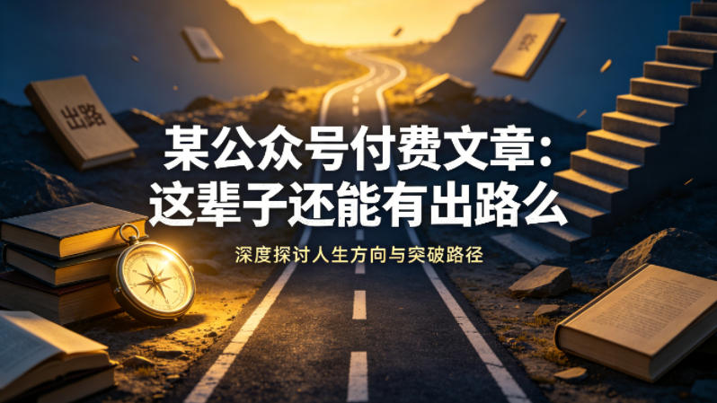 某公众号付费文章：这辈子还能有出路么-小艾项目网