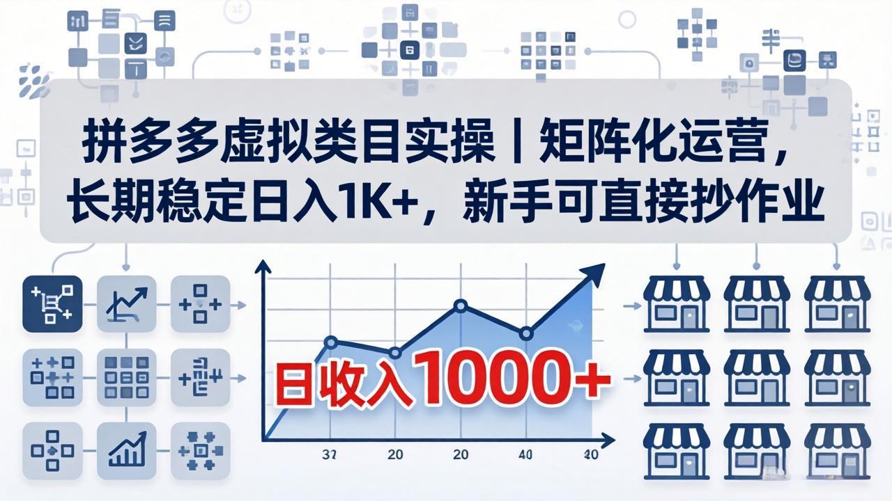拼多多虚拟类目实操｜矩阵化运营，长期稳定日入 1K+，新手可直接抄作业-小艾项目网