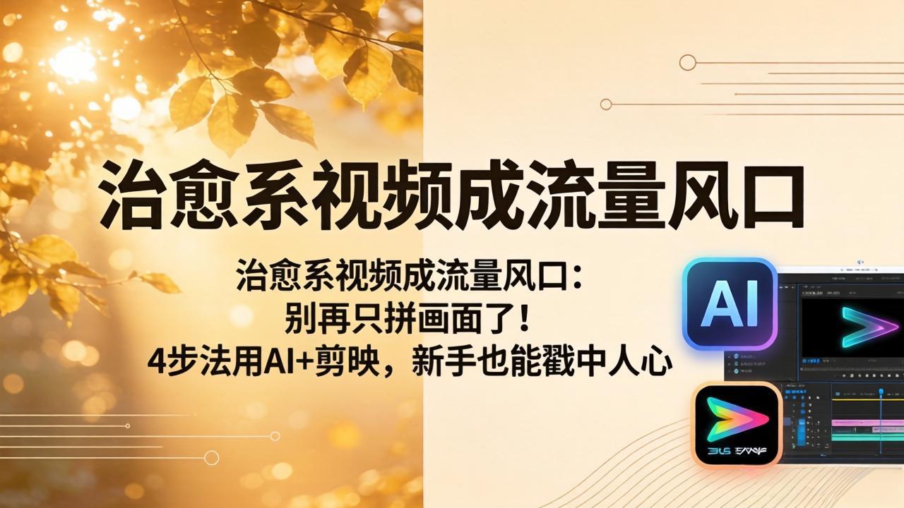 治愈系视频成流量风口：别再只拼画面了！4步法用AI+剪映，新手也能戳中人心-小艾项目网