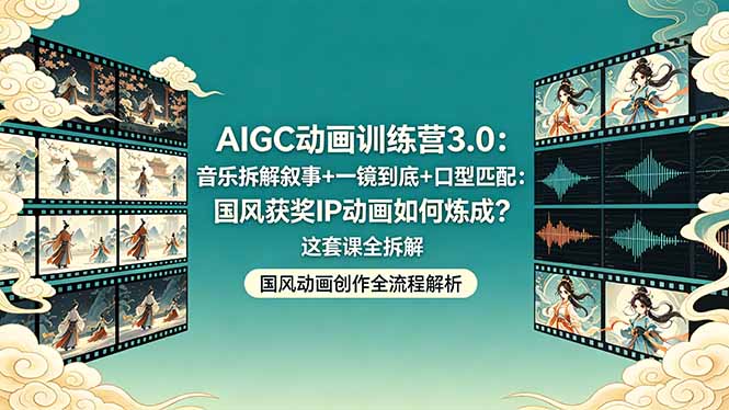 AIGC动画训练营3.0：音乐拆解叙事+一镜到底+口型匹配：国风获奖IP动画如何炼成？这套课全拆解-小艾项目网