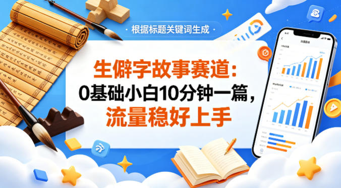 公众号流量主——生僻字故事赛道，流量稳，好上手，0基础小白也能10分钟一篇-小艾项目网
