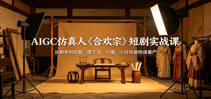 AIGC仿真人《合欢宗》短剧实战课：从剧本到后期，提示词，分镜，小白也能快速量产-小艾项目网