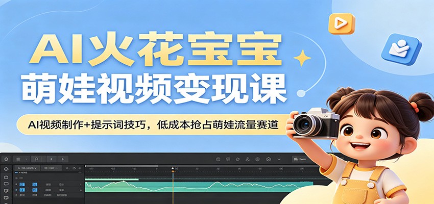 AI火花宝宝萌娃视频变现课：AI视频制作+提示词技巧，低成本抢占萌娃流量赛道-小艾项目网
