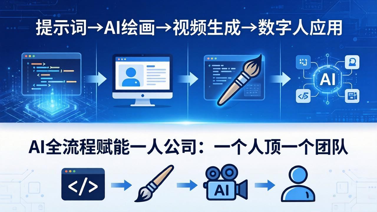 AI全流程赋能一人公司：提示词、绘画、视频、数字人、编程，一个人顶一个团队-小艾项目网