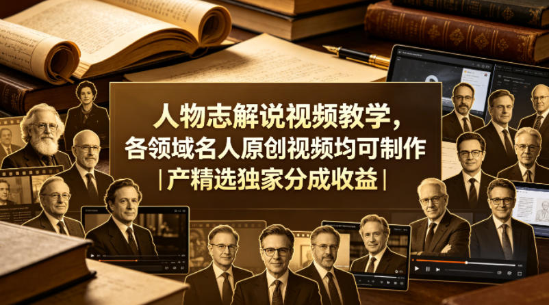 人物志解说视频教学，各领域名人原创视频均可制作丨精选独家分成收益(更新0430)-小艾项目网