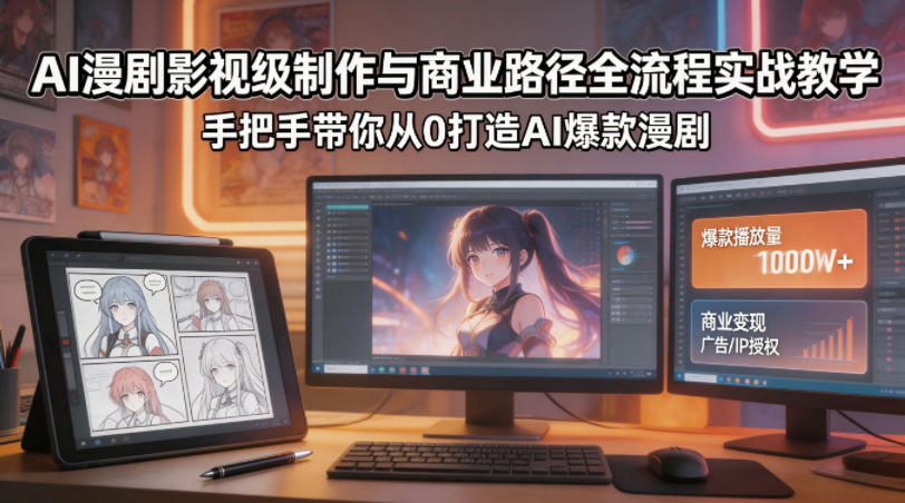 AI漫剧影视级制作与商业路径全流程实战教学，手带你从0打造AI爆款漫剧-小艾项目网