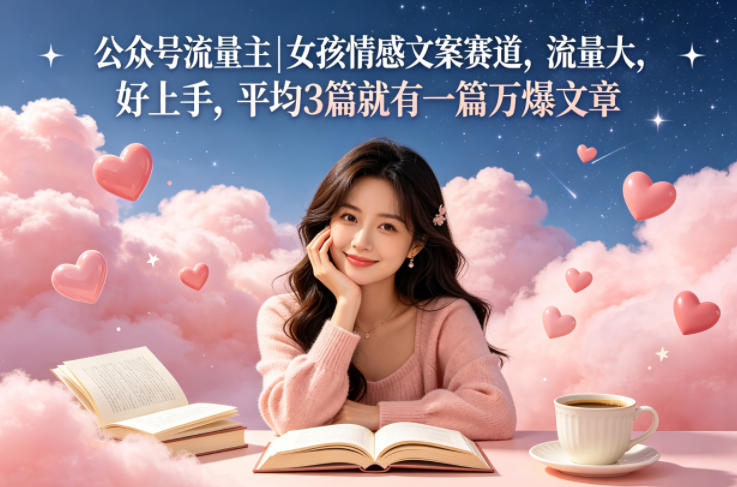公众号流量主女孩情感文案赛道，流量大，好上手，平均3篇就有一篇万爆文章-小艾项目网