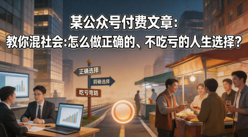 某公众号付费文章：教你混社会：怎么做正确的、不吃亏的人生选择？-小艾项目网