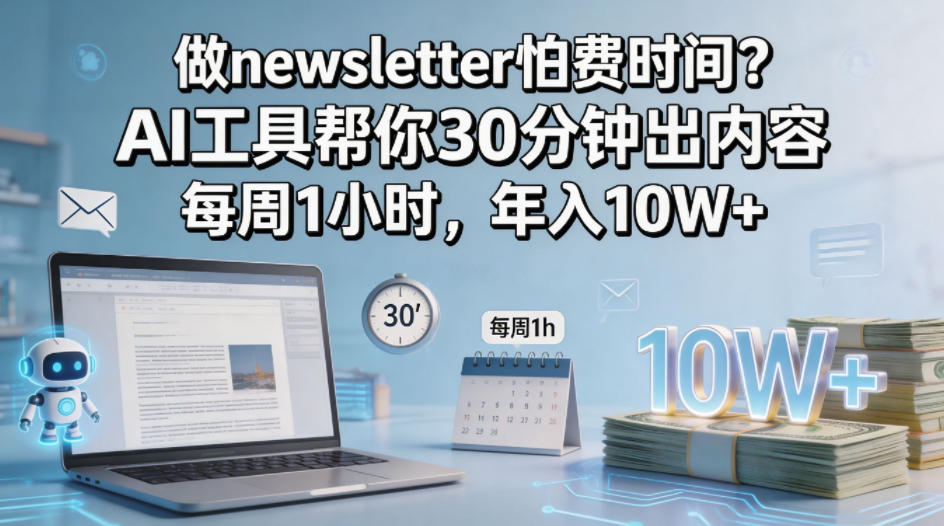做newsletter怕费时间？AI工具帮你30分钟出内容，每周1小时，年入10W+！【原创双语字幕】-小艾项目网