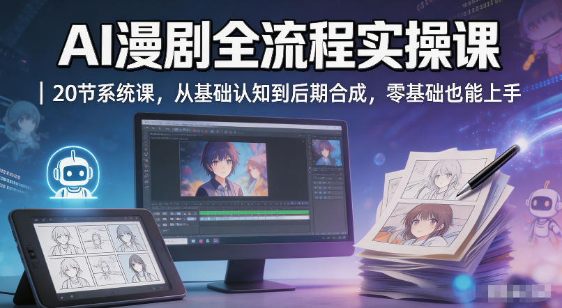 AI漫剧全流程实操课｜20节系统课，从基础认知到后期合成，零基础也能上手-小艾项目网