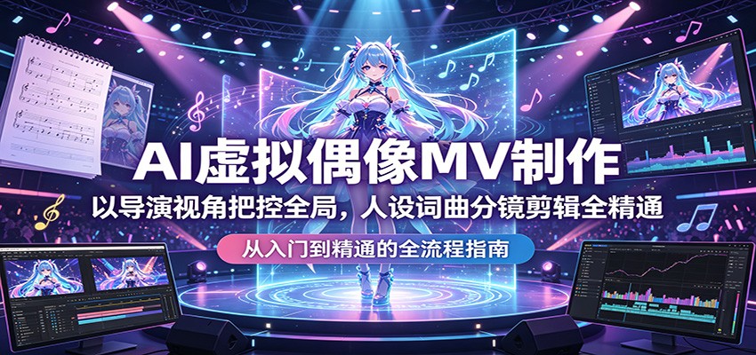 AI虚拟偶像MV制作：以导演视角把控全局，人设词曲分镜剪辑全精通-小艾项目网
