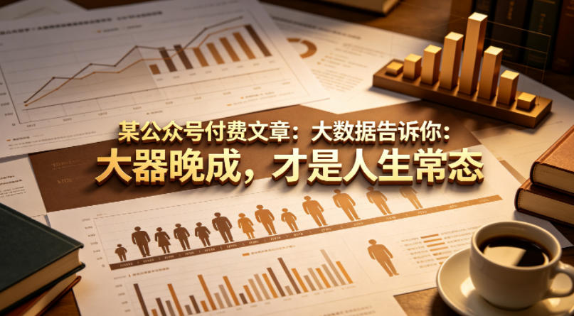 某公众号付费文章：大数据告诉你：大器晚成，才是人生常态-小艾项目网