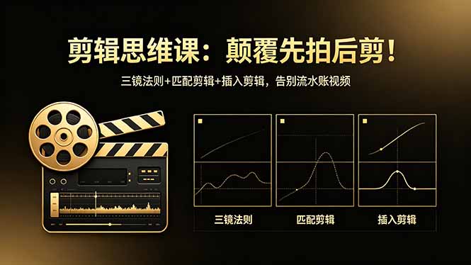 剪辑思维课：颠覆先拍后剪！三镜法则+匹配剪辑+插入剪辑，告别流水账视频-小艾项目网
