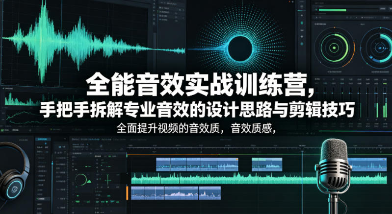 全能音效实战训练营，手把手拆解专业音效的设计思路与剪辑技巧，全面提升视频的音效质感-小艾项目网