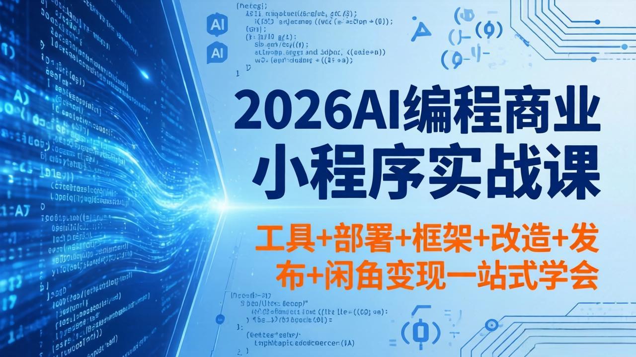 2026AI编程商业小程序实战课，工具+部署+框架+改造+发布+闲鱼变现一站式学会-小艾项目网