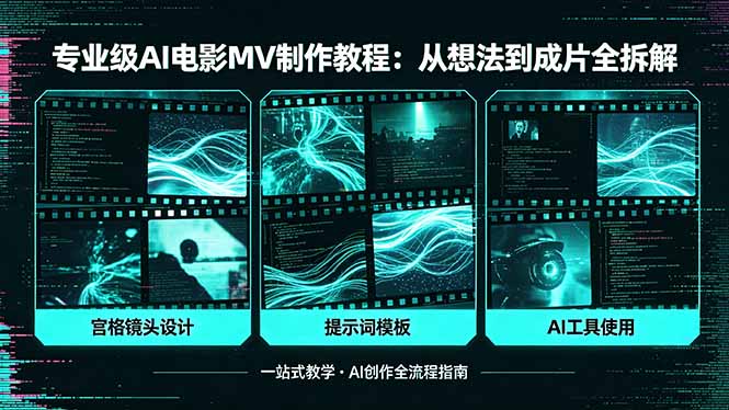 专业级AI电影MV制作教程，从想法到成片全拆解，宫格镜头+提示词模板+AI工具一站式教学-小艾项目网