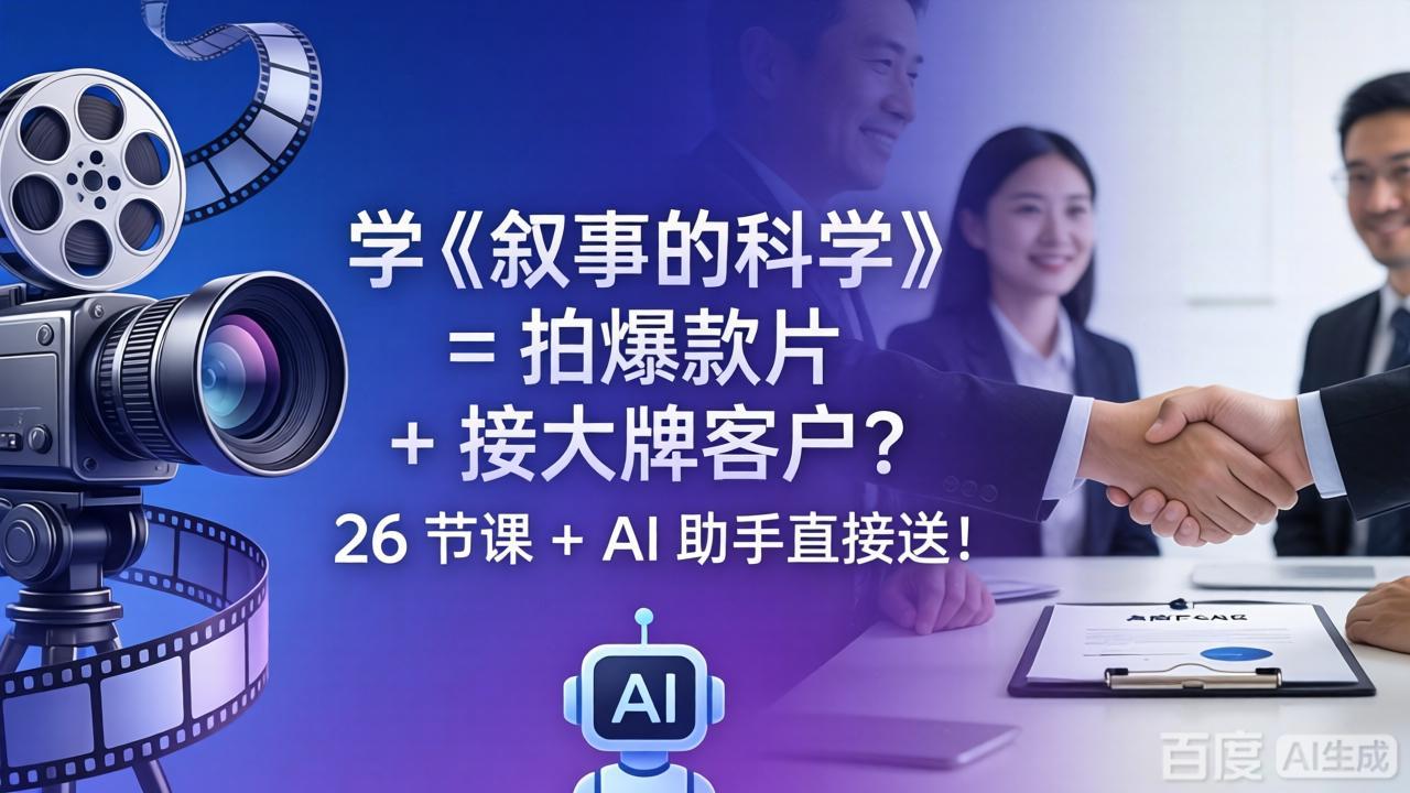 学《叙事的科学》= 拍爆款片 + 接大牌客户？26 节课 + AI 助手直接送！-小艾项目网