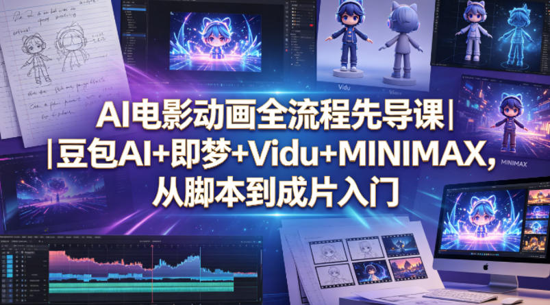 AI电影动画全流程先导课｜豆包AI+即梦+Vidu+MINIMAX，从脚本到成片入门-小艾项目网