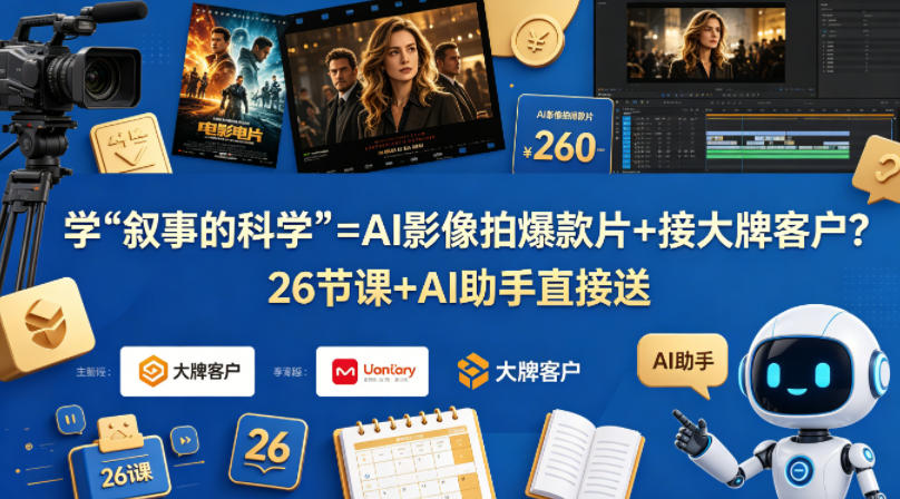 学《叙事的科学》=AI影像拍爆款片+接大牌客户？26节课+AI助手直接送【原创双语字幕】-小艾项目网
