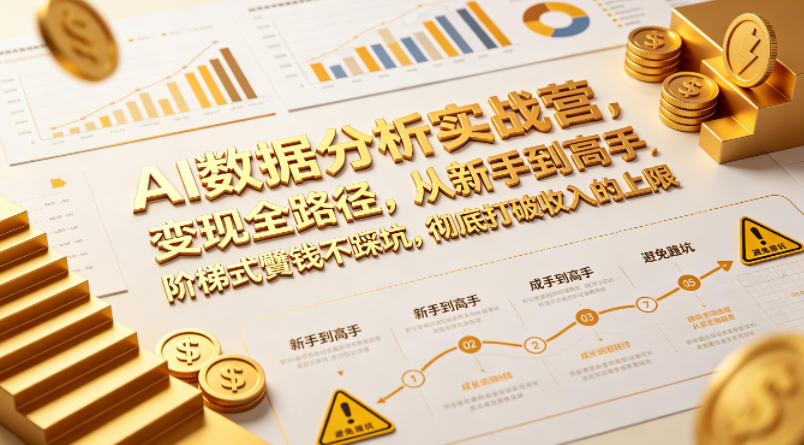 AI数据分析实战营，变现全路径，从新手到高手，阶梯式賺钱不踩坑，彻底打破收入的上限-小艾项目网