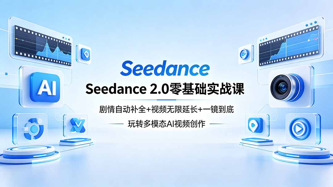 Seedance 2.0零基础实战课：剧情自动补全+视频无限延长+一镜到底：玩转多模态AI视频创作-小艾项目网