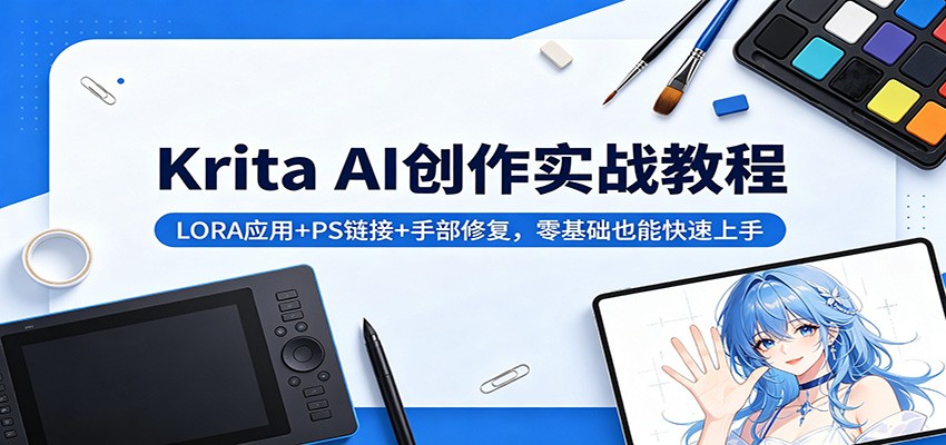 Krita AI创作实战教程：LORA应用+PS链接+手部修复，零基础也能快速上手-小艾项目网