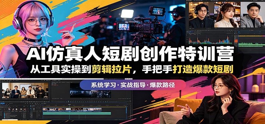 AI仿真人短剧创作特训营：从工具实操到剪辑拉片，手把手打造爆款短剧-小艾项目网
