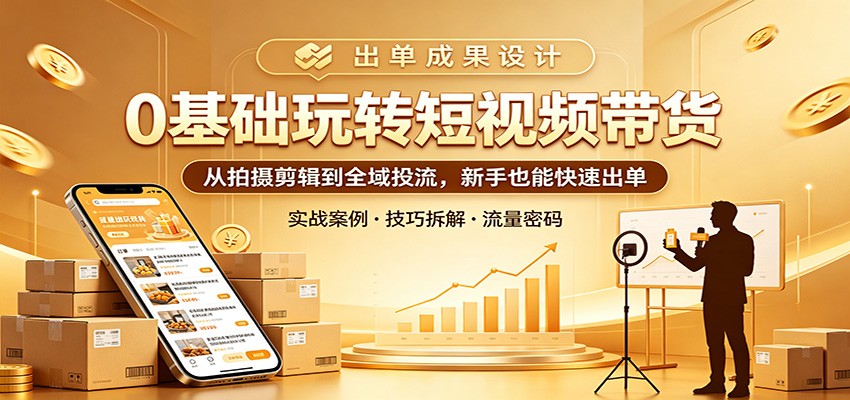 0基础玩转短视频带货：从拍摄剪辑到全域投流，新手也能快速出单-小艾项目网