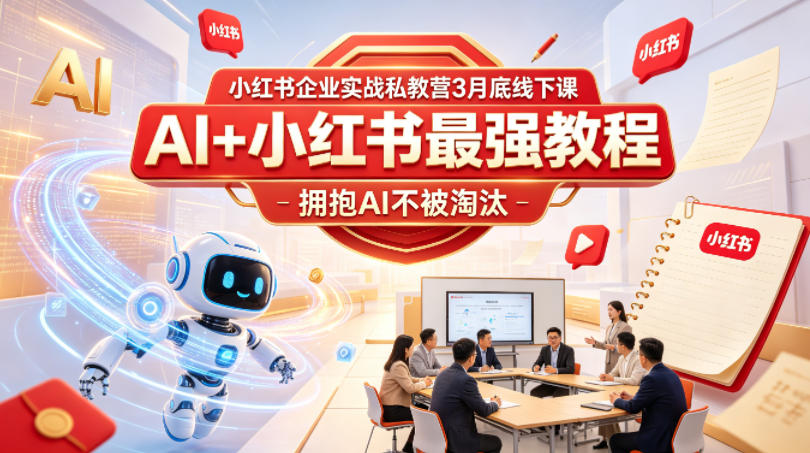 小红书企业实战私教营3月底线下课，AI+小红书最强教程，拥抱AI不被淘汰-小艾项目网