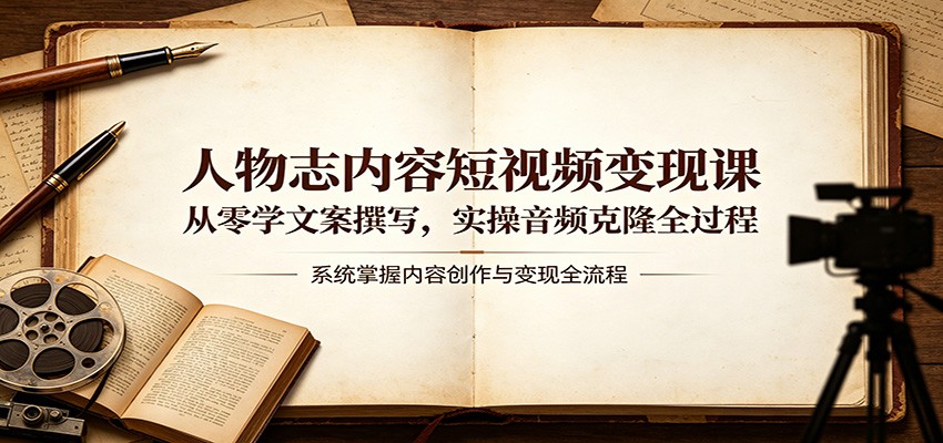 人物志内容短视频变现课：从零学文案撰写，实操音频克隆全过程-小艾项目网