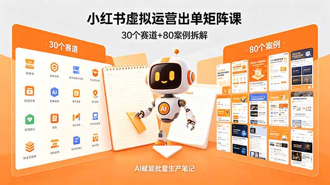 小红书虚拟运营出单矩阵课：30个赛道+80案例拆解，AI赋能批量生产笔记-小艾项目网