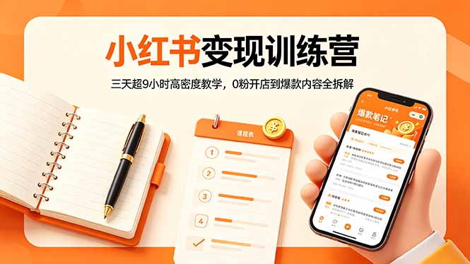小红书变现训练营：三天超9小时高密度教学，0粉开店到爆款内容全拆解-小艾项目网