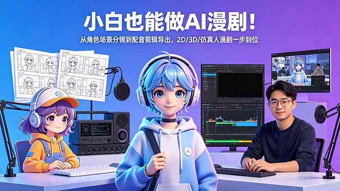 小白也能做AI漫剧！从角色场景分镜到配音剪辑导出，2D/3D/仿真人漫剧一步到位-小艾项目网