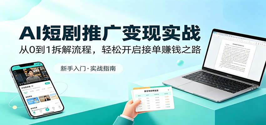 AI短剧推广变现实战：从0到1拆解流程，轻松开启接单赚钱之路-小艾项目网