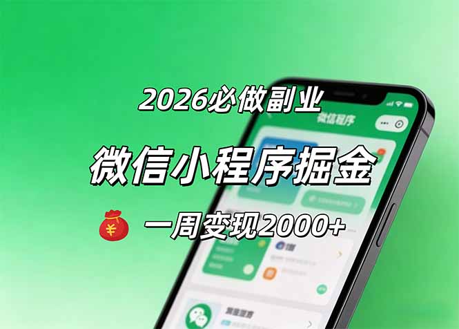 2026微信小程序掘金，简单好上手，一周变现2000+-小艾项目网