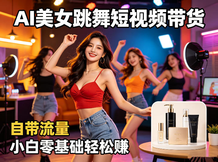AI美女跳舞短视频带货：自带流量，小白零基础轻松賺，详细拆解-小艾项目网
