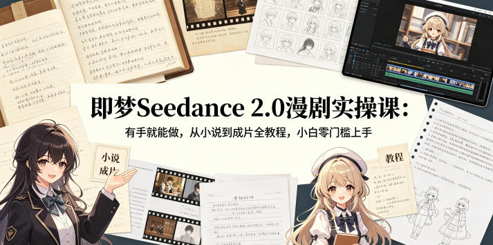 即梦Seedance 2.0漫剧实操课：有手就能做，从小说到成片全教程，小白零门槛上手-小艾项目网