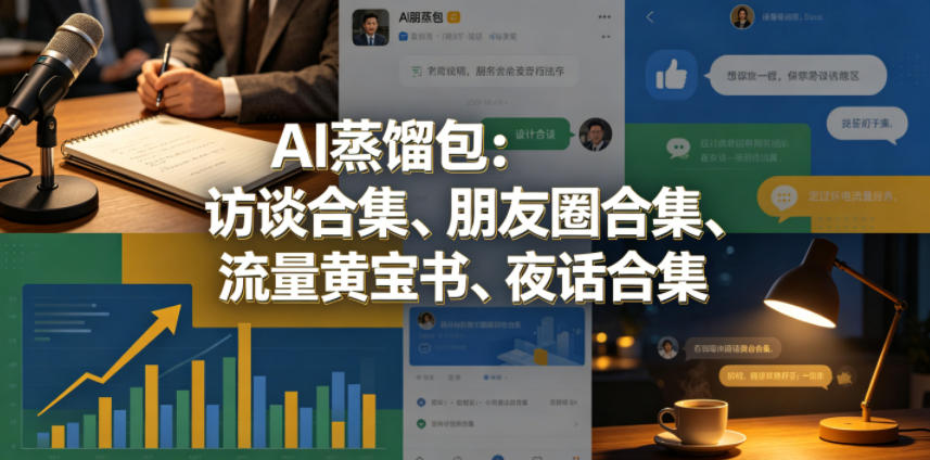 AI蒸馏包：访谈合集、朋友圈合集、流量黄宝书、夜话合集【文档】-小艾项目网