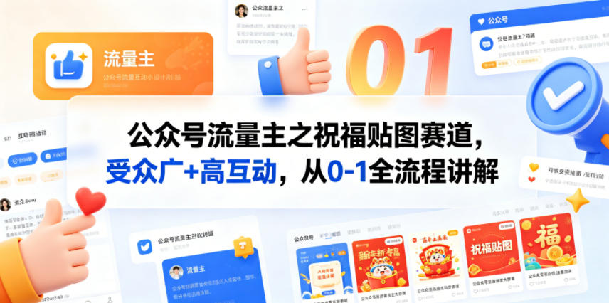 公众号流量主之祝福贴图赛道，受众广+高互动，从0-1全流程讲解-小艾项目网