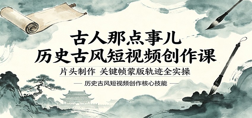古人那点事儿历史古风短视频创作课，片头制作，关键帧蒙版轨迹全实操-小艾项目网