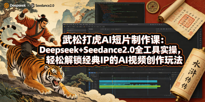 武松打虎AI短片制作课：Deepseek+Seedance2.0全工具实操，轻松解锁经典IP的AI视频创作玩法-小艾项目网
