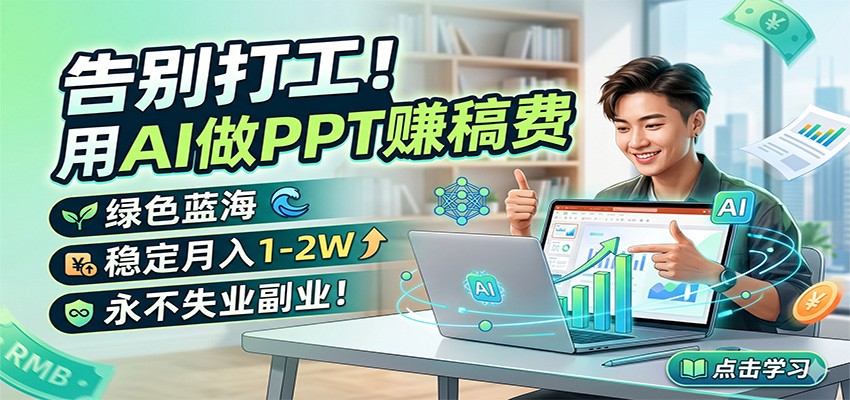 告别打工！用AI做PPT赚稿费，绿色蓝海，稳定月入1-2W，永不失业副业！-小艾项目网