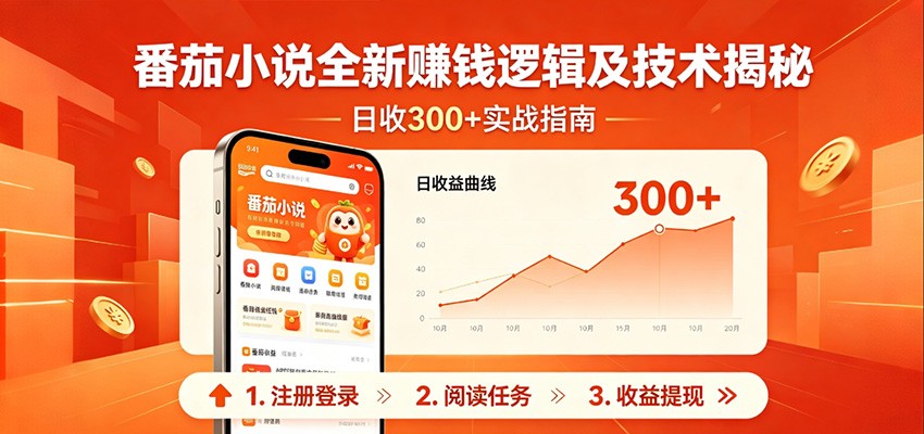 番茄小说全新赚钱逻辑及技术日收300+，小白新书皆可做！无脑赚就行了！-小艾项目网