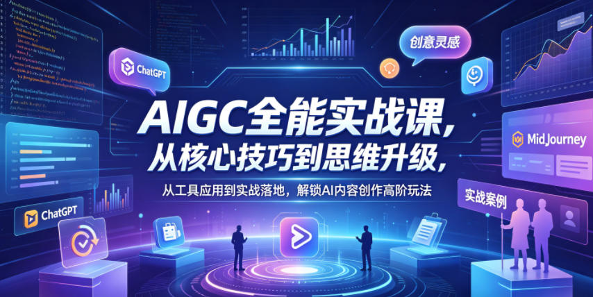AIGC全能实战课，从核心技巧到思维升级，从工具应用到实战落地，解锁AI内容创作高阶玩法-小艾项目网