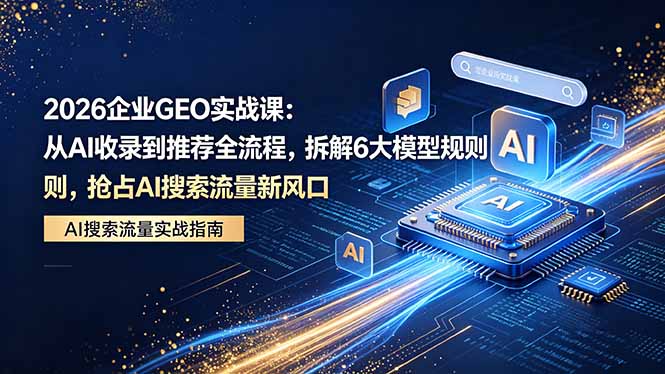 2026 企业GEO实战课：从AI收录到推荐全流程，拆解6大模型规则，抢占 AI 搜索流量新风口-小艾项目网