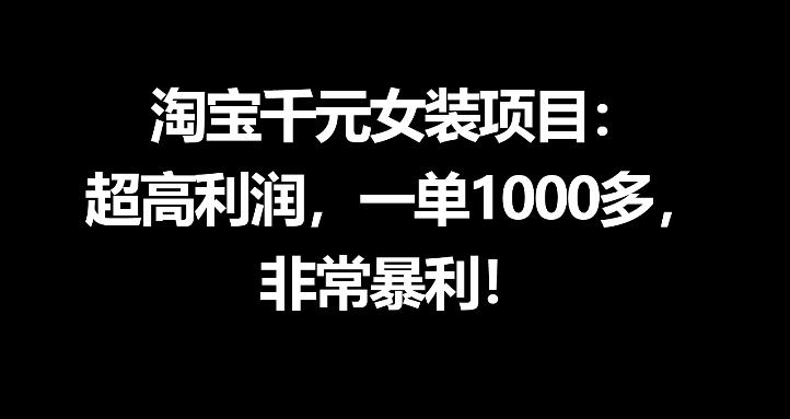 淘宝千元女装项目：超高利润，一单1000多，非常暴利-小艾项目网