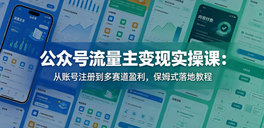 公众号流量主变现实操课：从账号注册到多赛道盈利，保姆式落地教程-小艾项目网