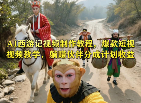 AI西游记视频制作教程，爆款短视频教学，躺賺伙伴分成计划收益-小艾项目网