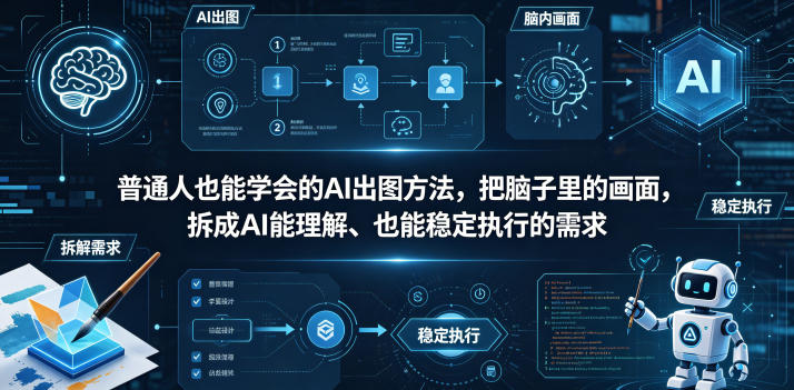 普通⼈也能学会的AI出图⽅法，把脑子里的画面，拆成AI能理解、也能稳定执行的需求【文档】-小艾项目网